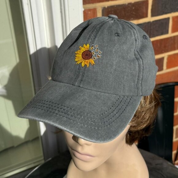 Sunflower Cotton Baseball Cap Adjustable Hat In Gray - Picture 7 of 8
